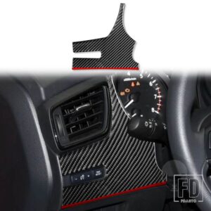 日産 エクストレイルローグ T32 2013-2021 アクセサリーカーボンインテリアヘッドライトスイッチパネルトリムステッカー装飾 - black and red RHD