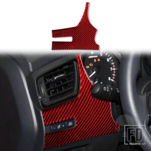 日産 エクストレイルローグ T32 2013-2021 アクセサリーカーボンインテリアヘッドライトスイッチパネルトリムステッカー装飾 - Red LHD