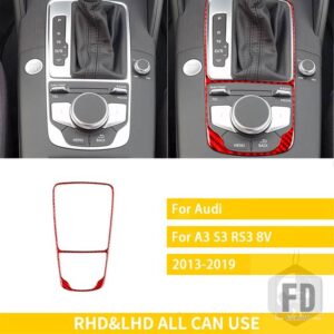 アウディ A3 S3 RS3 8V 2013-2019 カーアクセサリーインテリアカーボンギアシフトパネルフレームセット装飾 LHD RHD - red Gear Shift Panel