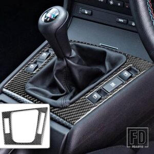 BMW E46 35916 カーアクセサリーインテリアカーボン昇降ドアギアシフトトリムステッカー - Shifter panel RHD
