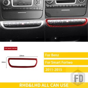 ベンツスマートフォーツー 451 クーペ 2011-2015 アクセサリーカーボン車内シート加熱ボタンフレームトリムステッカー - Red