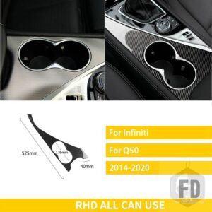 インフィニティ Q50 2014-2020 カーアクセサリーインテリアカーボンカップホルダーパネルトリムステッカー装飾 - RHD