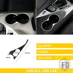 インフィニティ Q50 2014-2020 カーアクセサリーインテリアカーボンカップホルダーパネルトリムステッカー装飾 - LHD