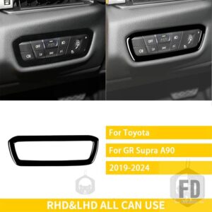 トヨタ GR スープラ A90 MK5 2019-24 アクセサリーカーボン車内ヘッドライトスイッチトリムステッカー - Black plastic