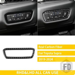 トヨタ GR スープラ A90 MK5 2019-24 アクセサリーカーボン車内ヘッドライトスイッチトリムステッカー - Black Carbon