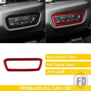 トヨタ GR スープラ A90 MK5 2019-24 アクセサリーカーボン車内ヘッドライトスイッチトリムステッカー - Red Carbon