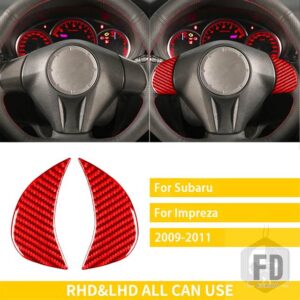 スバル インプレッサ 2009 2010 2011 アクセサリーカーボンインテリアステアリングホイールボタンカバートリムステッカー装飾 - C RED