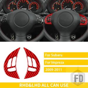 スバル インプレッサ 2009 2010 2011 アクセサリーカーボンインテリアステアリングホイールボタンカバートリムステッカー装飾 - A RED