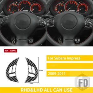 スバル インプレッサ 2009 2010 2011 アクセサリーカーボンインテリアステアリングホイールボタンカバートリムステッカー装飾 - A Black
