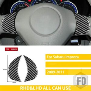 スバル インプレッサ 2009 2010 2011 アクセサリーカーボンインテリアステアリングホイールボタンカバートリムステッカー装飾 - C Black