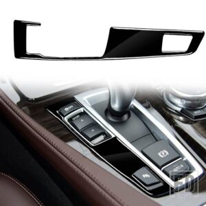 BMW 5シリーズ F10 2011-2017 アクセサリー光沢ピアノブラックインテリアギアボタンパネルトリムステッカー - Single button LHD