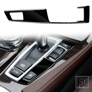 BMW 5シリーズ F10 2011-2017 アクセサリー光沢ピアノブラックインテリアギアボタンパネルトリムステッカー - Single button RHD