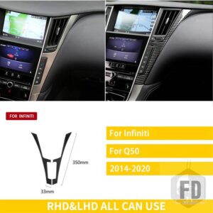 インフィニティ Q50 2014-2020 カーアクセサリーインテリアカーボン中央制御サイドパネルトリムステッカー装飾 - Black