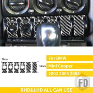 ミニクーパー ハッチ 1 R50 R53 2002-2004 アクセサリーカーボンカーセンターライトコントロールボタンウィンドウリフトスイッチステッカー - B