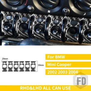 ミニクーパー ハッチ 1 R50 R53 2002-2004 アクセサリーカーボンカーセンターライトコントロールボタンウィンドウリフトスイッチステッカー - A