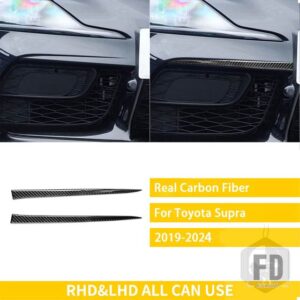 トヨタ GR スープラ A90 A91 MK5 2019-2024 カーアクセサリーカーボンフロントバンパーフェイストリムステッカー外装装飾 - Black Carbon