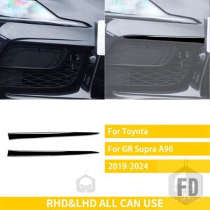 トヨタ GR スープラ A90 A91 MK5 2019-2024 カーアクセサリーカーボンフロントバンパーフェイストリムステッカー外装装飾 - Black plastic