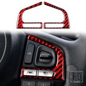 スバル フォレスター 2013-18 アクセサリーカーボンインテリアステアリングホイールボタンセンタートリムステッカー - button red