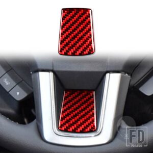 スバル フォレスター 2013-18 アクセサリーカーボンインテリアステアリングホイールボタンセンタートリムステッカー - lower red