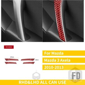マツダ 3 アクセラ 2010-13 アクセサリーインテリアカーボンドアトリムドアプルハンドルステッカー - Red Carbon B