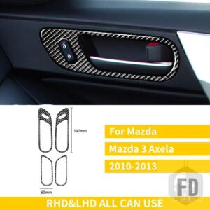 マツダ 3 アクセラ 2010-13 アクセサリーインテリアカーボンドアトリムドアプルハンドルステッカー - Black Carbon A