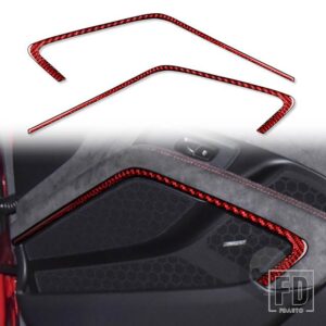 ポルシェ ボクスターケイマン 718 982 2016-2022 ドアトリムステッカーカーボンインテリアカーアクセサリー LHD RHD - Red