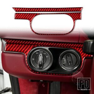 ポルシェ ボクスターケイマン 718 982 2016-2022 ヘッドライトスイッチステッカーカーボンインテリアカーアクセサリー - Red LHD