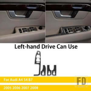 アウディ A4 S4 B7 2005 2006 2007 2008 アクセサリーカーボン車室内窓リフトカバートリムステッカー装飾 - Black Carbon LHD