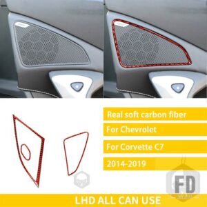 シボレー コルベット C7 2014-19 アクセサリーカーボン車内ドアホーンフレームトリムステッカー - 1 red