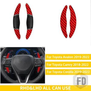 トヨタ カムリレビンアバロンカローラ 2012-15-2018 アクセサリーカーボン車内ステアリングホイールシフトパドル - Red Carbon B