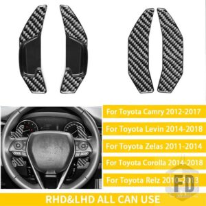 トヨタ カムリレビンアバロンカローラ 2012-15-2018 アクセサリーカーボン車内ステアリングホイールシフトパドル - Black Carbon A