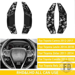 トヨタ カムリレビンアバロンカローラ 2012-15-2018 アクセサリーカーボン車内ステアリングホイールシフトパドル - Forged Carbon A