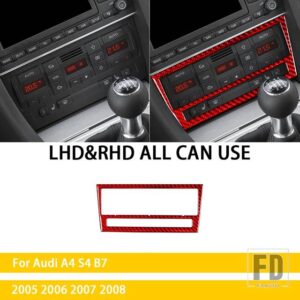 アウディ A4 S4 B7 2005 2006 2007 2008 アクセサリーカーボンインテリア空調パネルカバートリムステッカー装飾 - Red Carbon