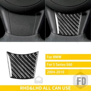 BMW 5シリーズ E60 2004-2010 アクセサリーカーボン車内ステアリングホイールパネルトリムステッカー装飾 - 2 black