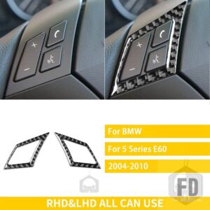 BMW 5シリーズ E60 2004-2010 アクセサリーカーボン車内ステアリングホイールパネルトリムステッカー装飾 - 3 black