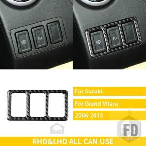 スズキ グランドビターラ 2006-13 アクセサリーカーボンインテリアライトボタンフレームステッカー - Cab Dashboard Button