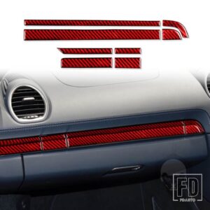 ポルシェ ボクスターケイマン 718 982 2016-2022 副パイロットモールドステッカーカーボンインテリアカーアクセサリー - Red RHD