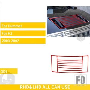 ハマー H2 37803 アクセサリーカーボン車外装フード装飾トリムステッカー赤黒 - Red
