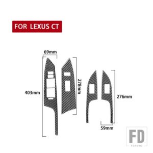 レクサス CT 200H 2011-17 アクセサリーカーボン内窓リフトトリムステッカー - black B LHD