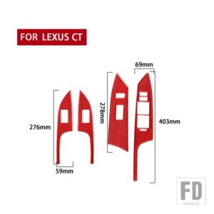レクサス CT 200H 2011-17 アクセサリーカーボン内窓リフトトリムステッカー - red B RHD