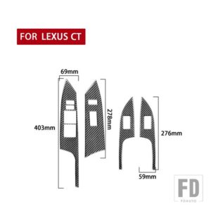 レクサス CT 200H 2011-17 アクセサリーカーボン内窓リフトトリムステッカー - black A LHD