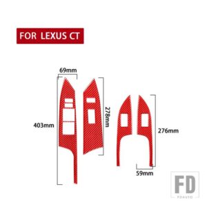 レクサス CT 200H 2011-17 アクセサリーカーボン内窓リフトトリムステッカー - red A LHD