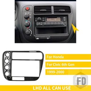 ホンダ シビック 6TH 1996-2000 アクセサリーカーボン車内センターコンソール WINDOWS 制御ギアドアパネルトリムステッカー - 10