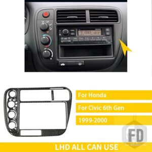 ホンダ シビック 6TH 1996-2000 アクセサリーカーボン車内センターコンソール WINDOWS 制御ギアドアパネルトリムステッカー - 11