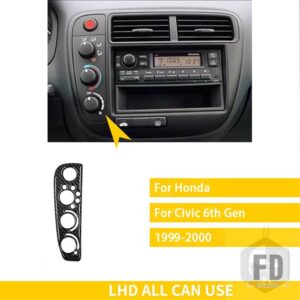 ホンダ シビック 6TH 1996-2000 アクセサリーカーボン車内センターコンソール WINDOWS 制御ギアドアパネルトリムステッカー - 6