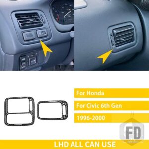 ホンダ シビック 6TH 1996-2000 アクセサリーカーボン車内センターコンソール WINDOWS 制御ギアドアパネルトリムステッカー - 1