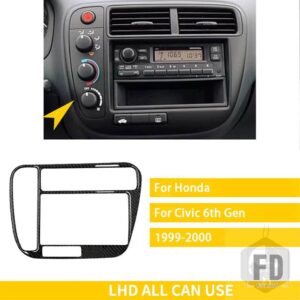ホンダ シビック 6TH 1996-2000 アクセサリーカーボン車内センターコンソール WINDOWS 制御ギアドアパネルトリムステッカー - 3