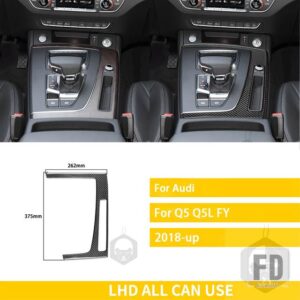 アウディ Q5 Q5L 年度 2018-2023 アクセサリーカーボンインテリアオートギアパネル外枠トリムステッカー装飾 - Black Carbon LHD