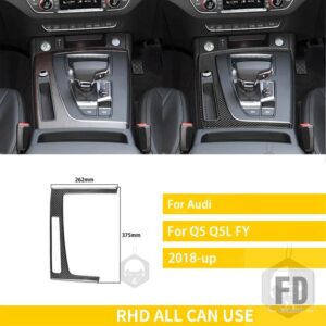 アウディ Q5 Q5L 年度 2018-2023 アクセサリーカーボンインテリアオートギアパネル外枠トリムステッカー装飾 - Black Carbon RHD