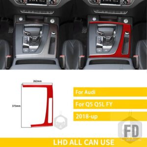 アウディ Q5 Q5L 年度 2018-2023 アクセサリーカーボンインテリアオートギアパネル外枠トリムステッカー装飾 - Red Carbon LHD